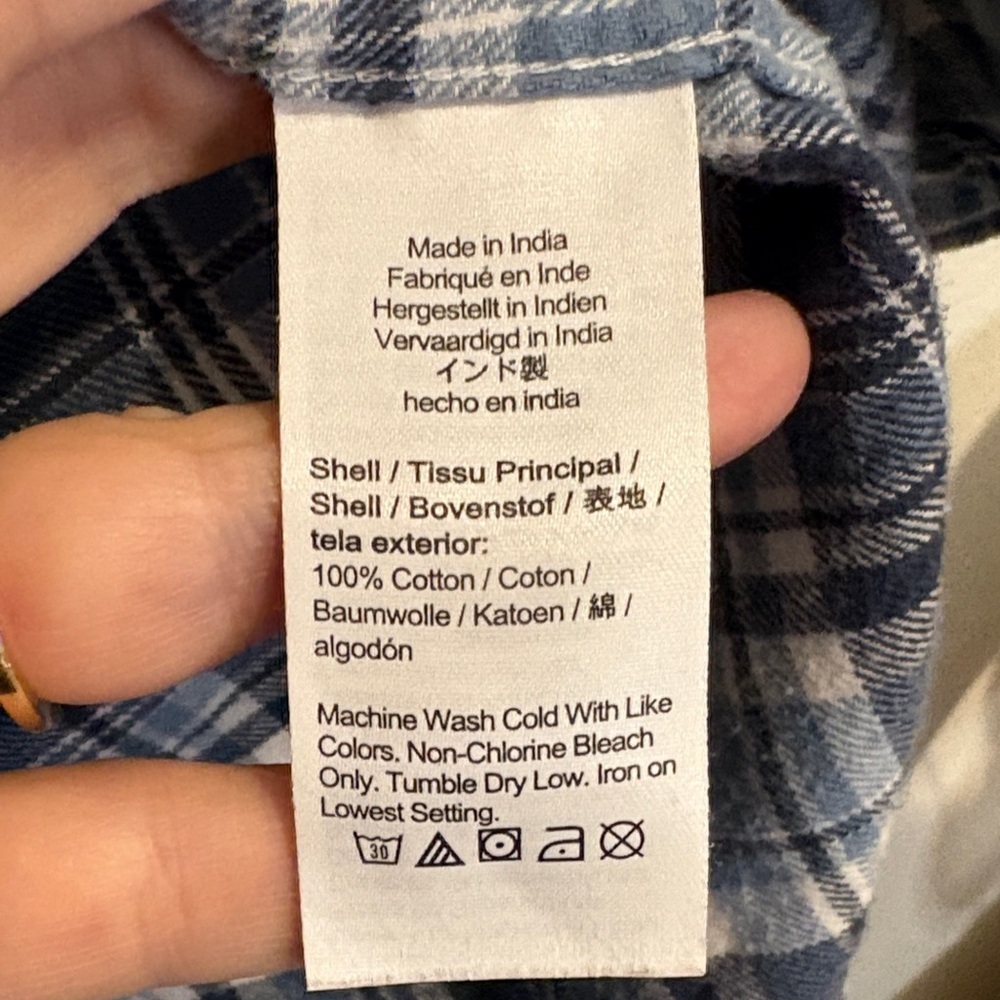 J. Crew Blue and White Plaid flannel Button-Down Shirt small - Picture 3 of 5